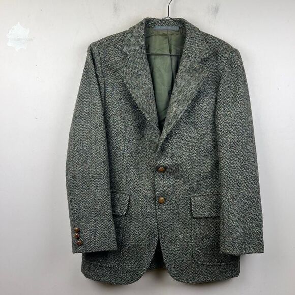 Harris Tweed Orvis Tailored Jacket Wood Button Size M ( 38 ) - Picture 1 of 8